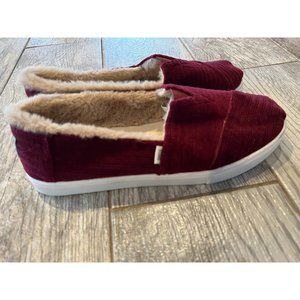 TOMS Slip On Sneakers Shoes Casual size 7.5 Alpargata‎ Cupsole Fur 10013515